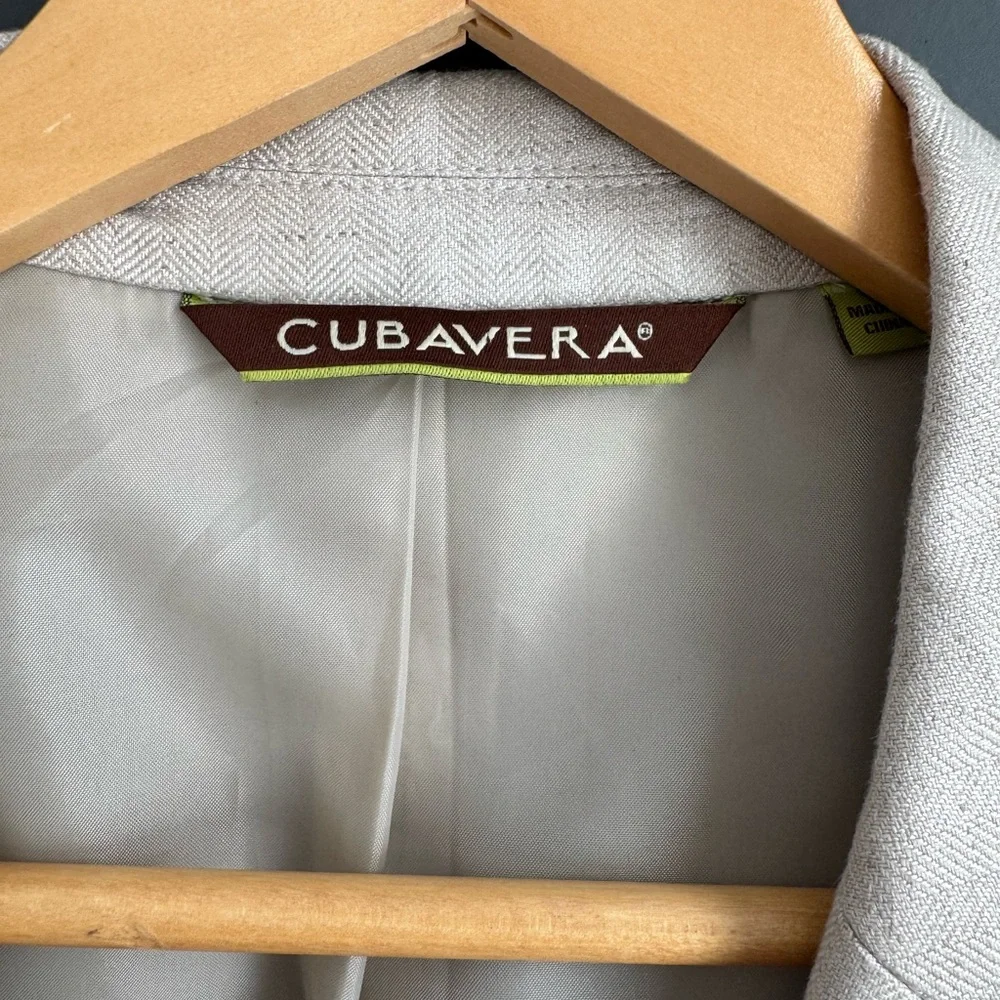 Cubavera Linen Blend Sport Coat Blazer Cream Sz 42 Resort Summer Wedding Beach